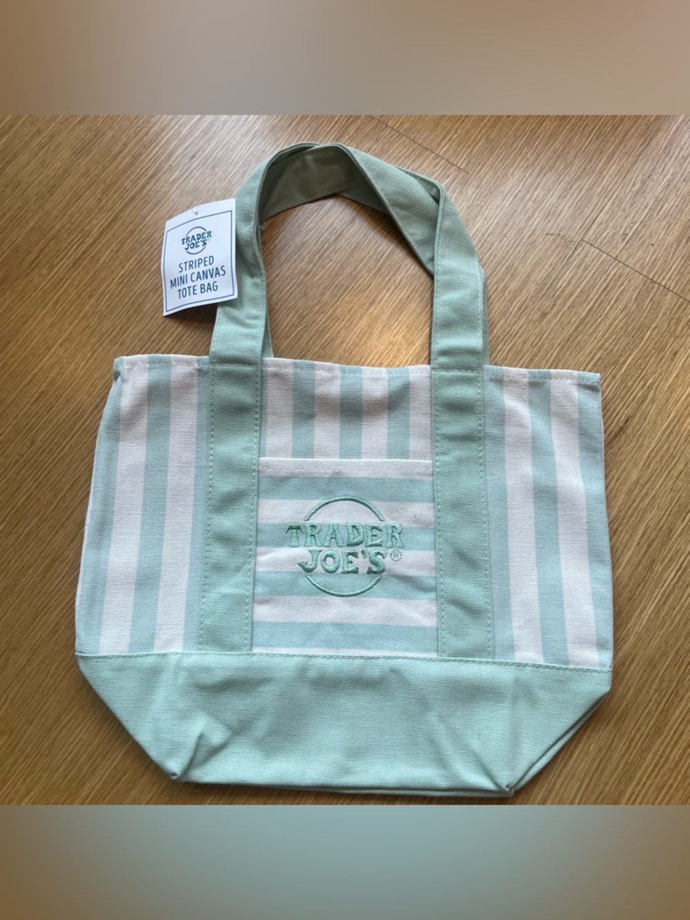 Trader Joe’s Striped Tote Bag Summer Pastel Green